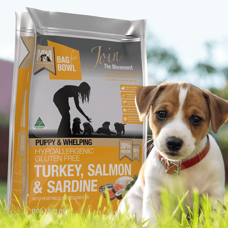 MfM Meals For Mutts Dry Dog Food for Puppy & Whelping Hypoallergenic Gluten Free Turkey, Salmon & Sardine
