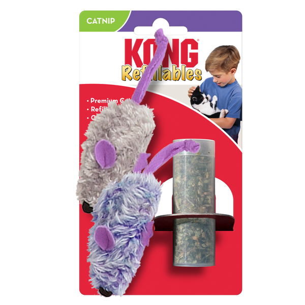 KONG Cat Toys Refillables Mouse Purple/Frosty Grey 01