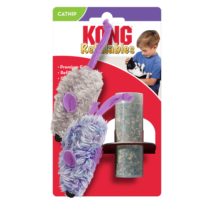 KONG Cat Toys Refillables Mouse Purple/Frosty Grey 01