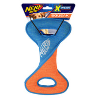 Nerf Dog X Weave infinity twist tug dog toy, 32.5cm, blue and orange