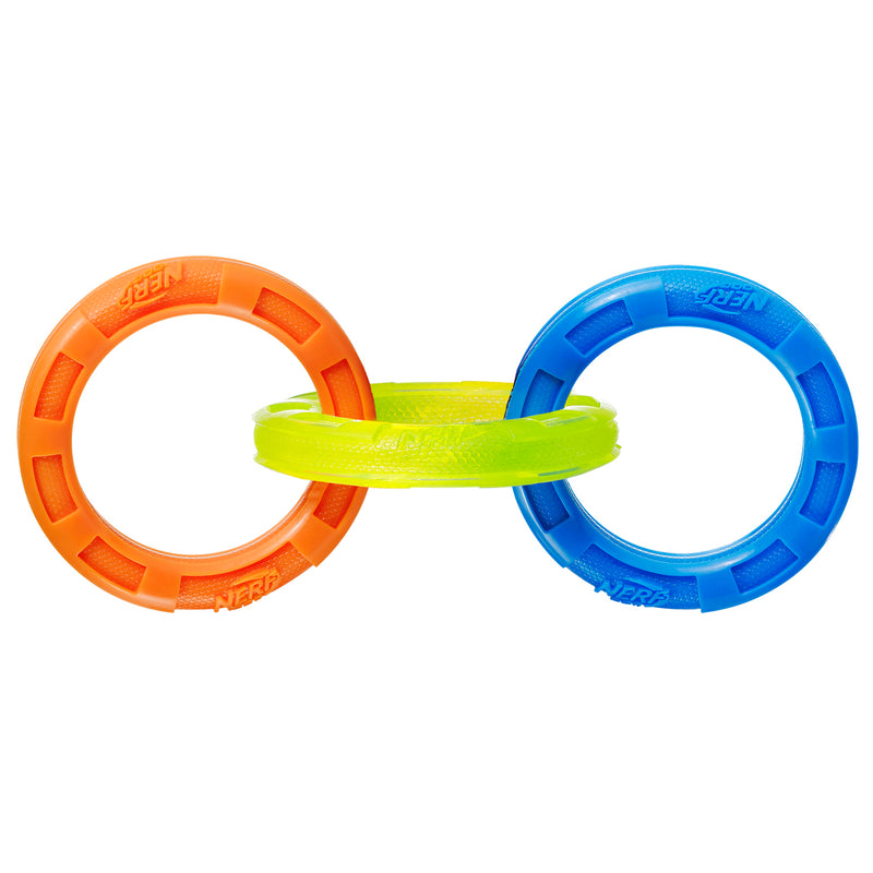 Nerf Dog Toy - TPR 3 Ring Tug Blue, Green and Orange 29cm 02