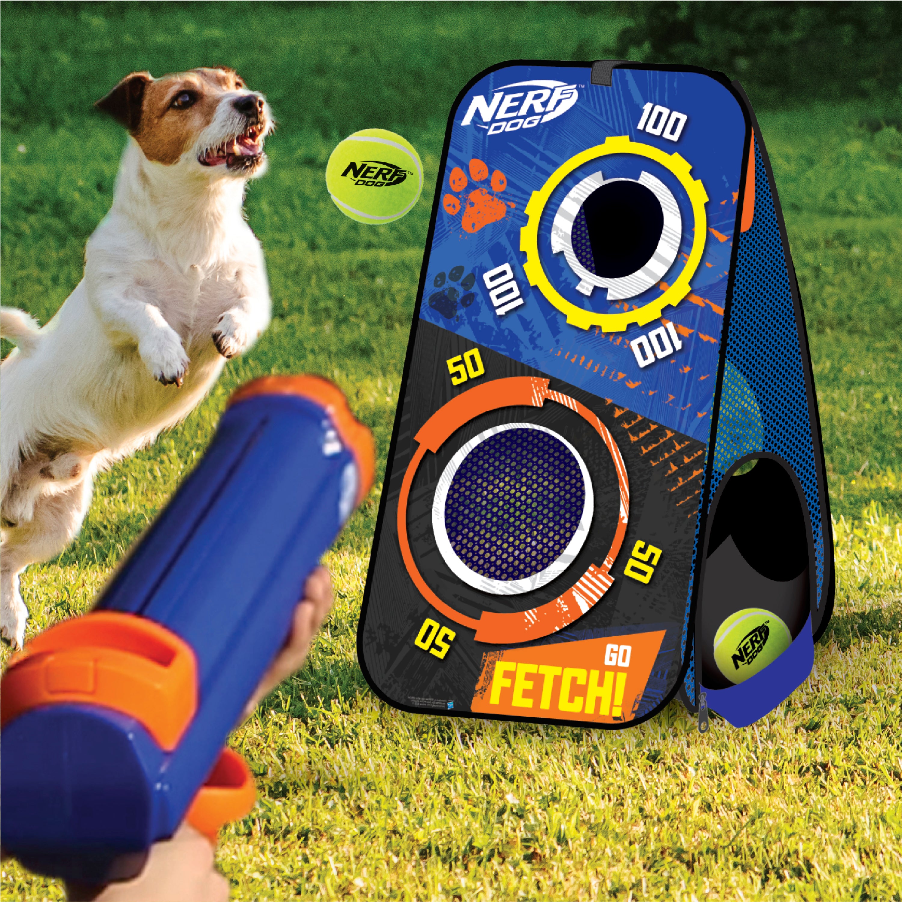 Nerf Dog Toy - Blaster Target Game Set with 3 Balls 06