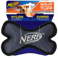 Nerf Dog Tuff rubber, nylon and plush bone dog toy, 18cm, green and grey