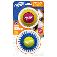 Nerf Dog Armour ball set, twin pack of armoured rubber dog balls