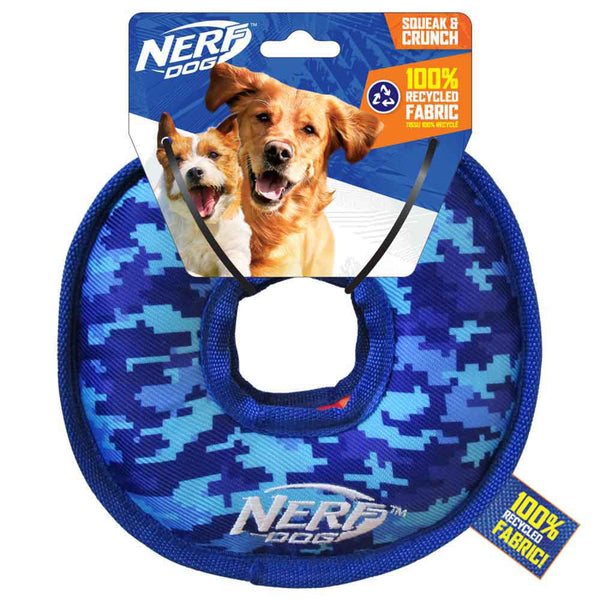 Nerf TPR 3 Ring Tug Blue/Green/Orange Dog Toy, Small