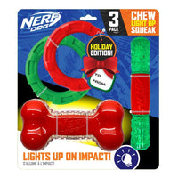Nerf Dog assorted LED dog toys: squeak toys, rings and a TPR stick