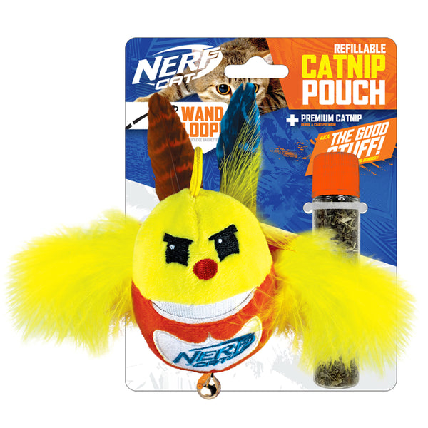 Nerf Cat Toy - Plush Bird with Catnip Pouch & Bell 9cm 01