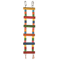 Nature Island wooden bird ladder strung with coloured beads, with stainless quick links on top