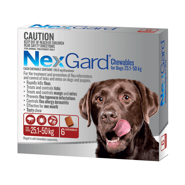 NexGard Chewables For Large Dogs 25.1 50kg PeekAPaw Pet Supplies