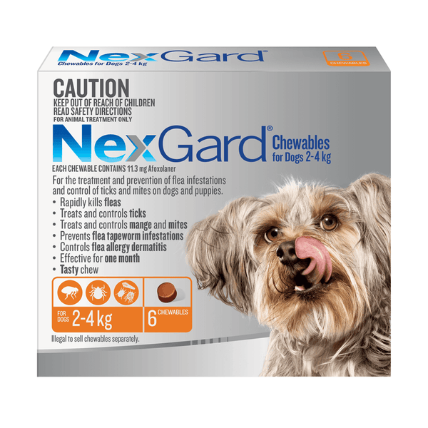 NexGard Chewables For Very Small Dogs 2-4kg Orange