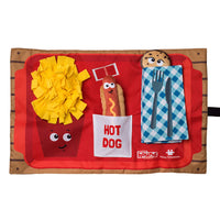 Outward Hound Nina Ottosson Activity Matz Fast Food Fun snuffle mat with plush chips, hot dog and cookie
