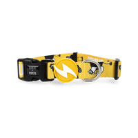 Dashi x Popeye Brutus dog collar in mustard yellow with Brutus cartoon print, bolt tag and D-ring