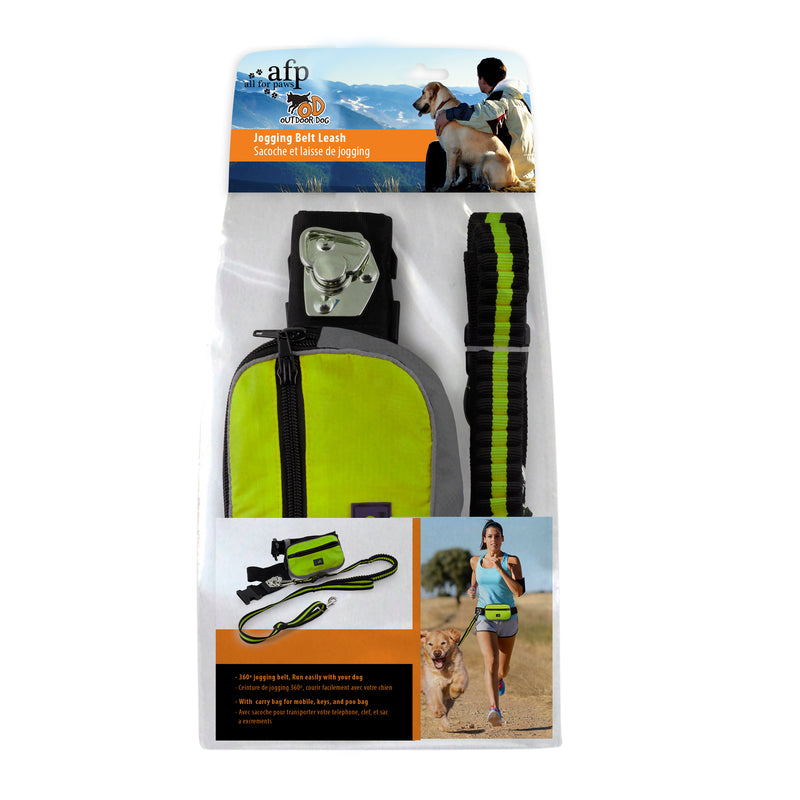 All for Paws AFP Dog Outdoor Jogging Leash & Collar With Bag - Green