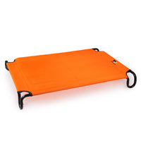 All for Paws AFP Outdoor elevated pet bed in orange with a black frame, three-quarter view