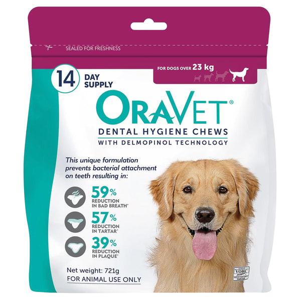 OraVet Dental Hygiene Chews for Large Dogs 23kg and over 14 Chews