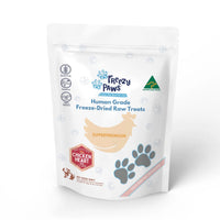 Freezy Paws Freeze Dried Chicken Heart & Salmon pet treats - front of the 100g pack