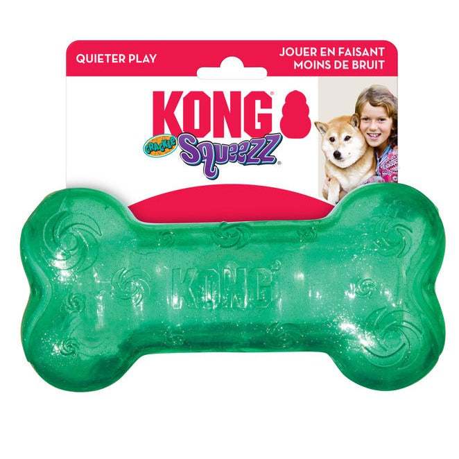 KONG Dog Toys Squeezz Crackle Bone Assorted Large