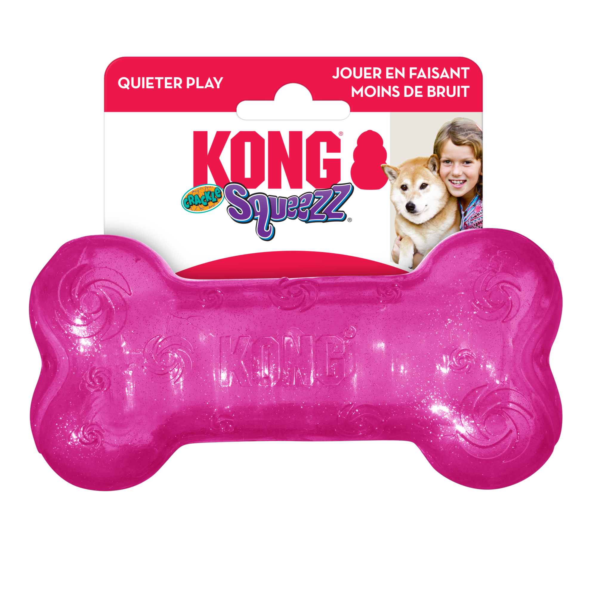 KONG Dog Toys Squeezz Crackle Bone Assorted Medium