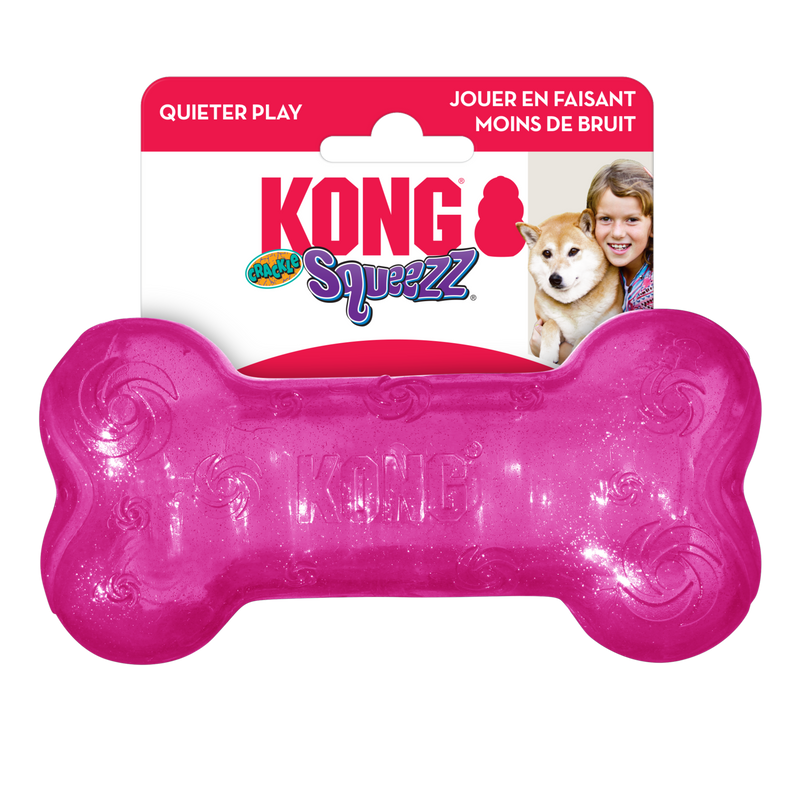 KONG Dog Toys Squeezz Crackle Bone Assorted Medium