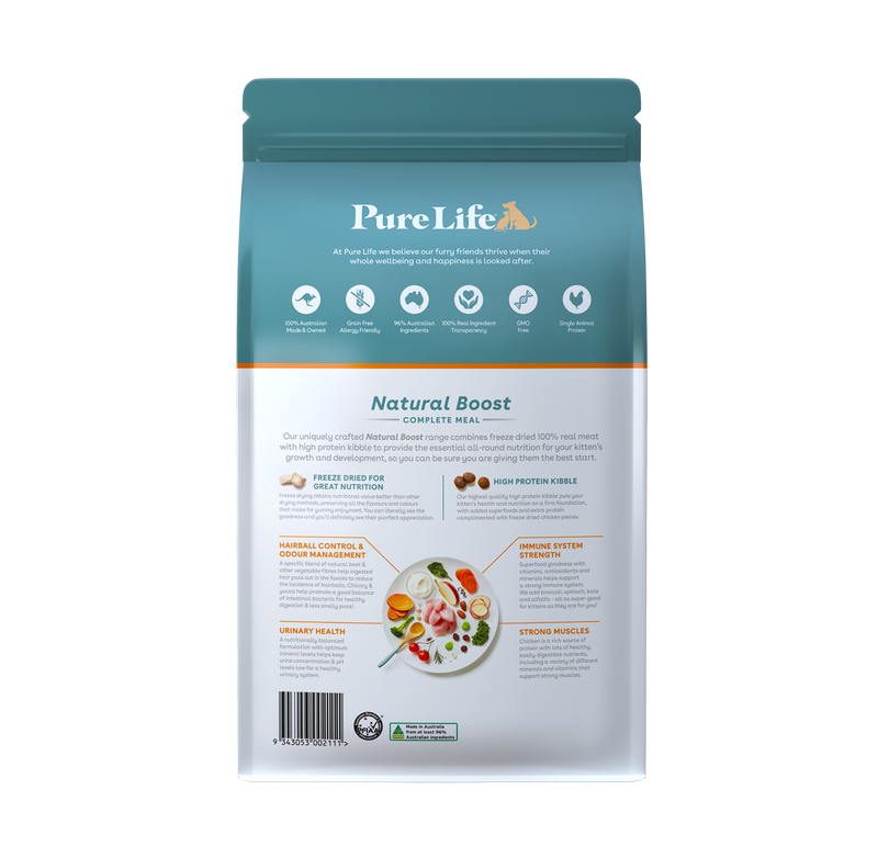 Pure Life Natural Boost Dry Cat Food Kitten Australian Chicken