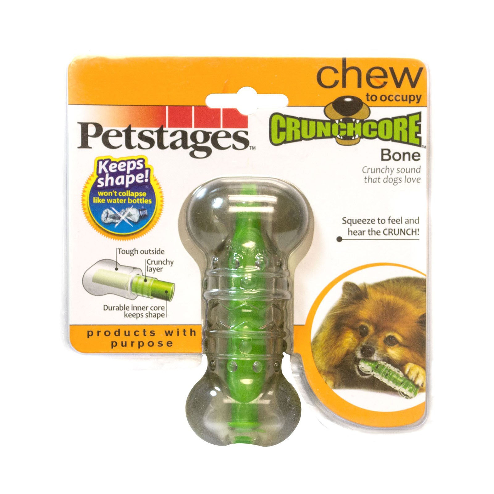 Petstages Crunchcore Bone Dog Toy - Small | PeekAPaw Pet Supplies