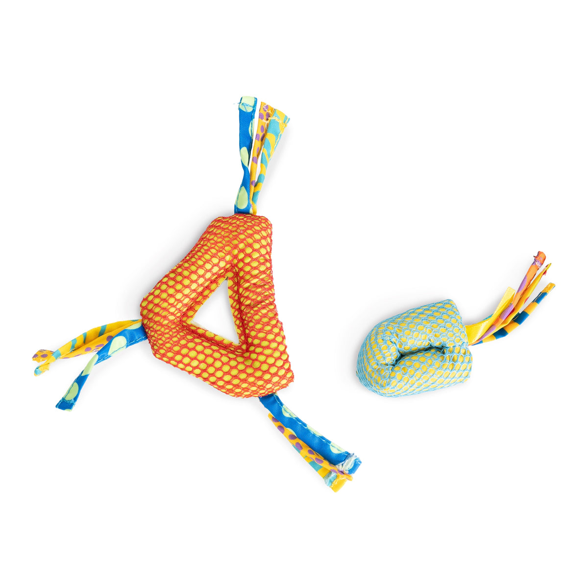 Petstages Dental Health Textures catnip chew toys, 2 pack – orange triangle and green loop