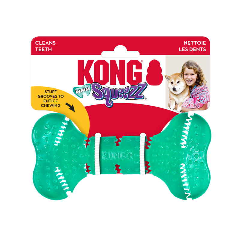 KONG Dog Toys Squeezz Dental Bone 01