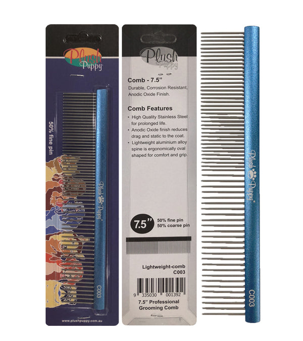 Plush Puppy Professional Grooming Combs C003 Grooming Combs 7.5' Comb 50% Fine Pin 50% Coarse Pins