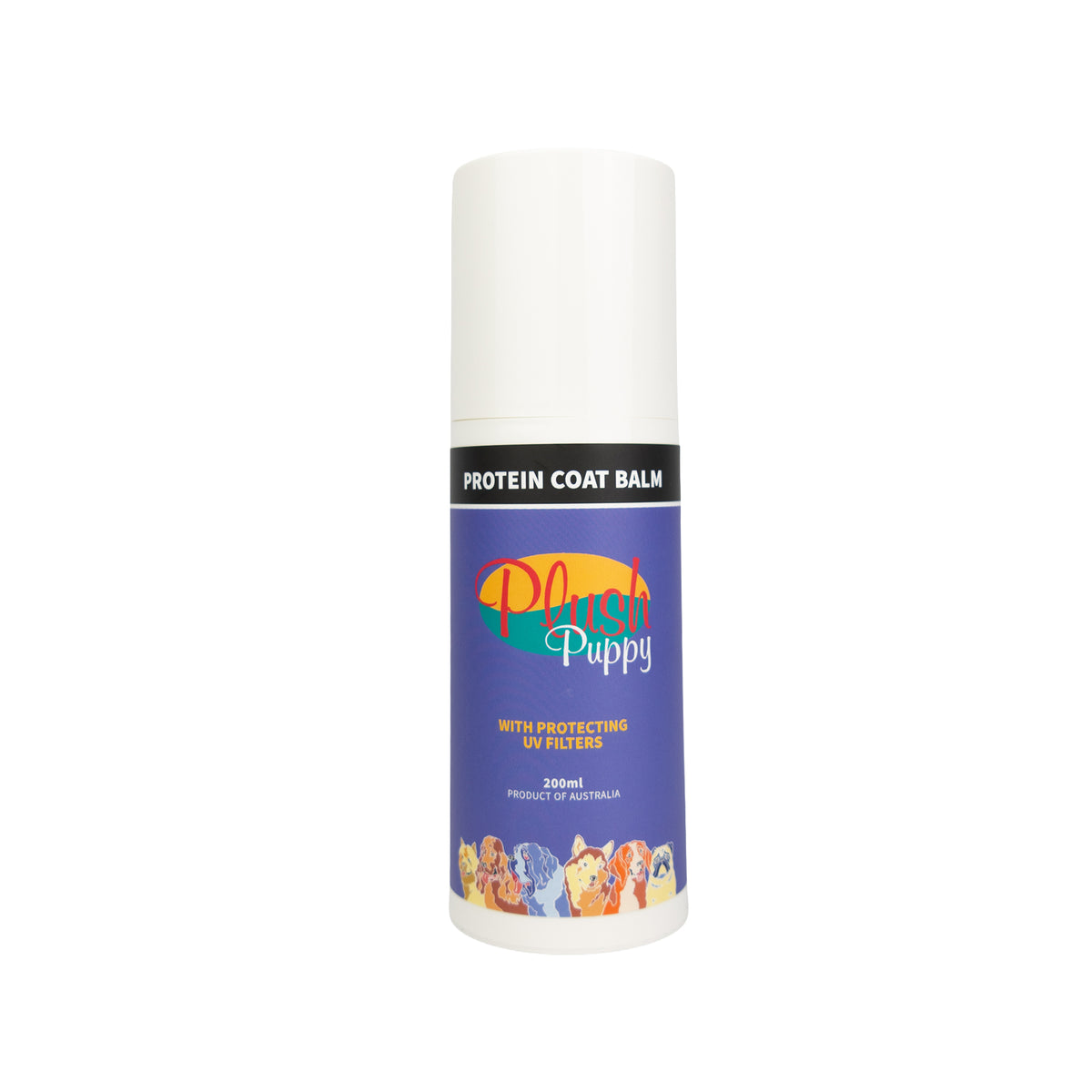 Plush Puppy Protein Coat Balm 200ml – front of pump bottle