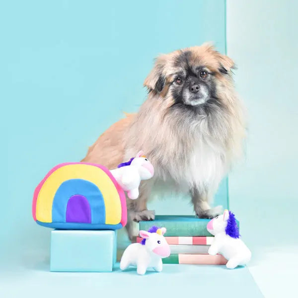 Zippy Paws Dog Toys Plush Burrow - Rainbow Unicorns 03