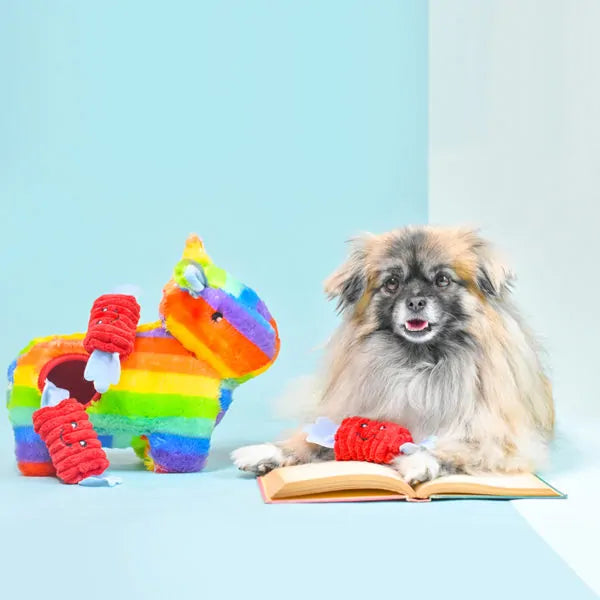 Zippy Paws Dog Toys Plush Burrow - Rainbow Pinata 04