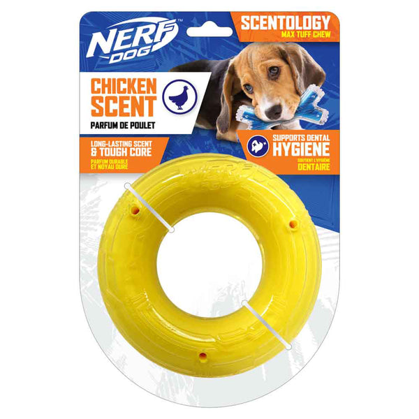 Nerf Scentology Dog Toy - Ring Chicken Clear/Yellow 15cm 01