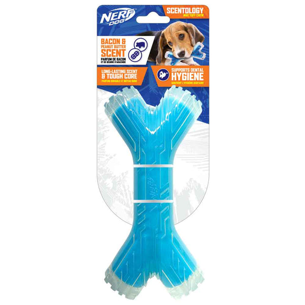 Nerf Scentology Dog Toy - Twin Branch Peanut Butter & Bacon Clear/L.Blue 25cm 01