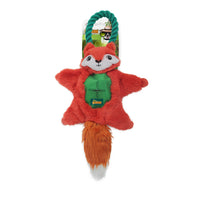 All for Paws AFP Safari Air Crinkle Fox dog toy in red hanging from its green rope loop