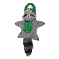 All for Paws AFP Safari Air Crinkle Racoon dog toy in grey hanging from its green rope loop