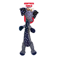 KONG Shakers Luvs Elephant grey and navy spotted plush elephant on its KONG header card