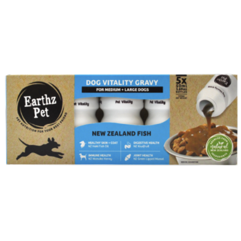 Earthz Pet Dog Vitality Gravy for Medium & Large Dogs New Zealand Fish 50ml x 5