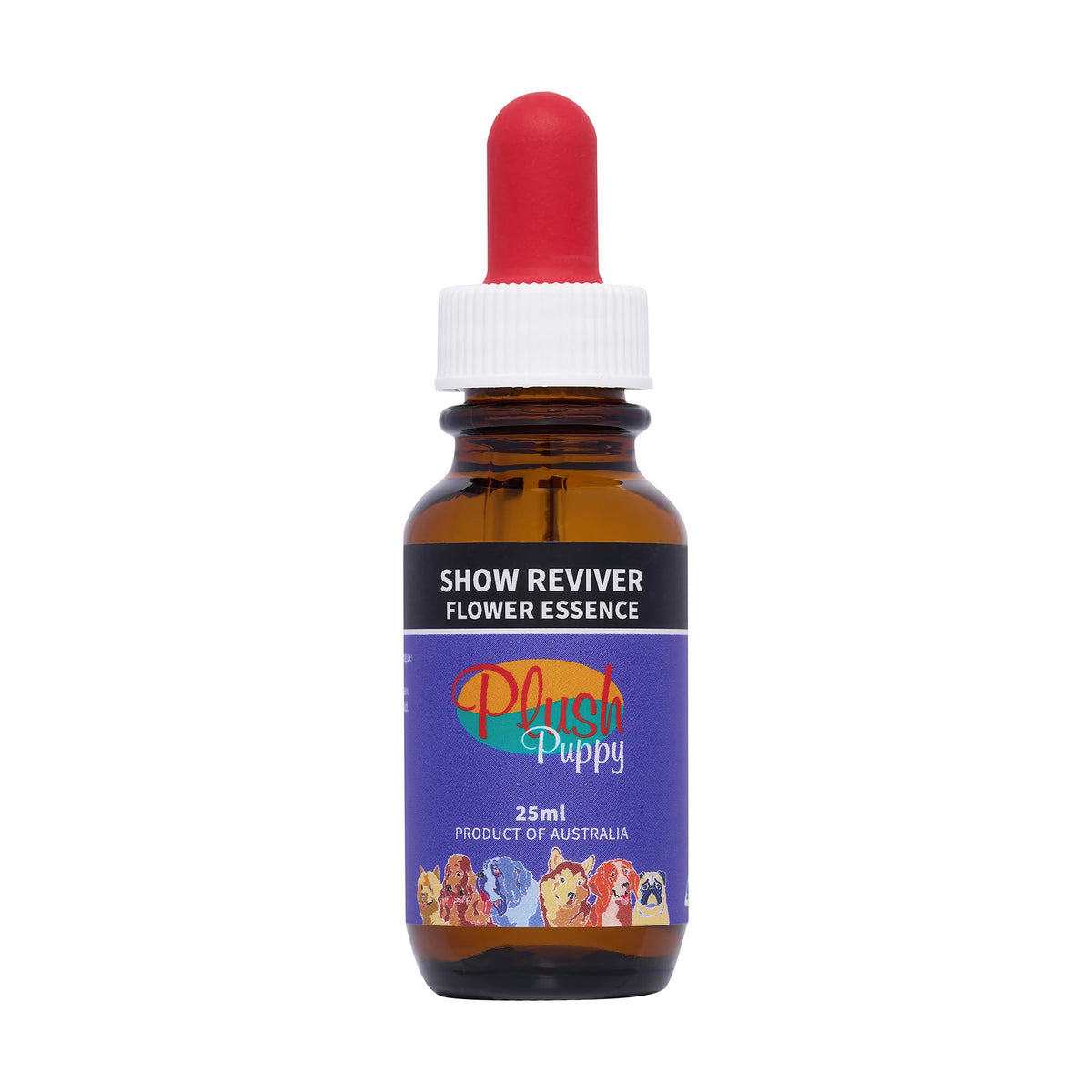 Plush Puppy Showreviver Flower Essence Drops 25ml – front of dropper bottle