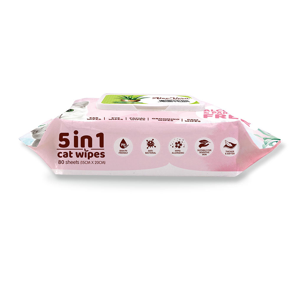 Kit Cat 5-in-1 Anti Bacterial Cat Wipes - 20 X15cm 80 Sheets