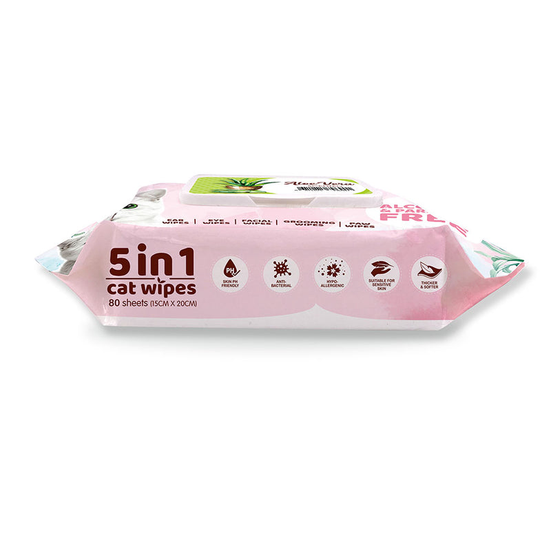 Kit Cat 5-in-1 Anti Bacterial Cat Wipes - 20 X15cm 80 Sheets