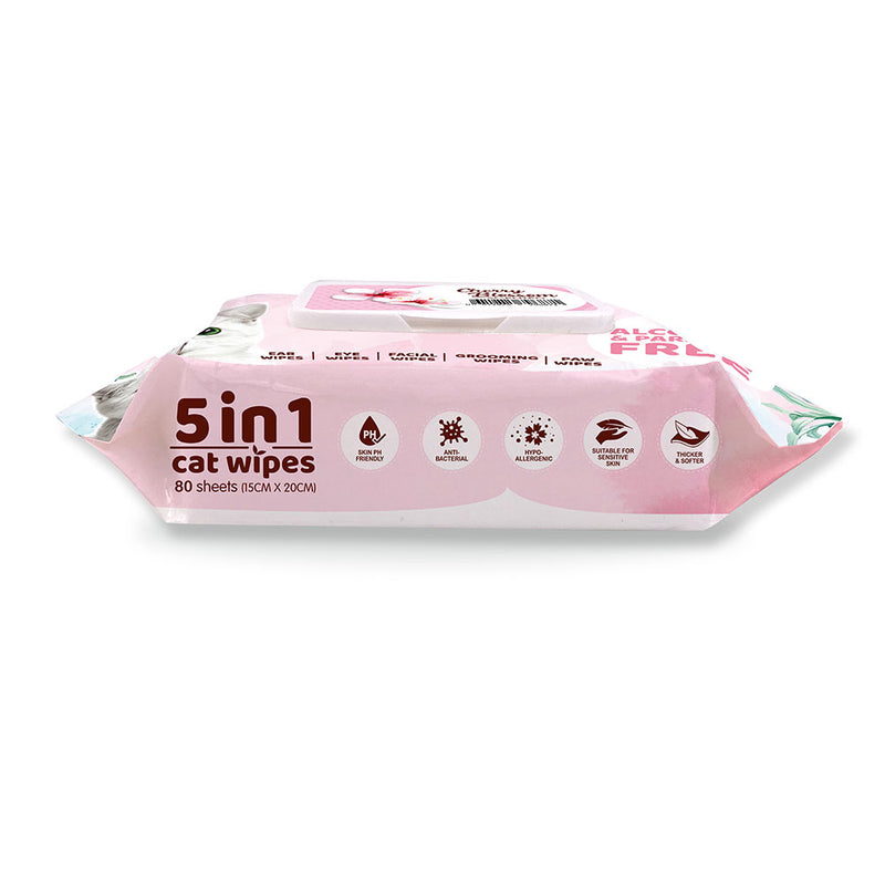 Kit Cat 5-in-1 Anti Bacterial Cat Wipes - 20 X15cm 80 Sheets