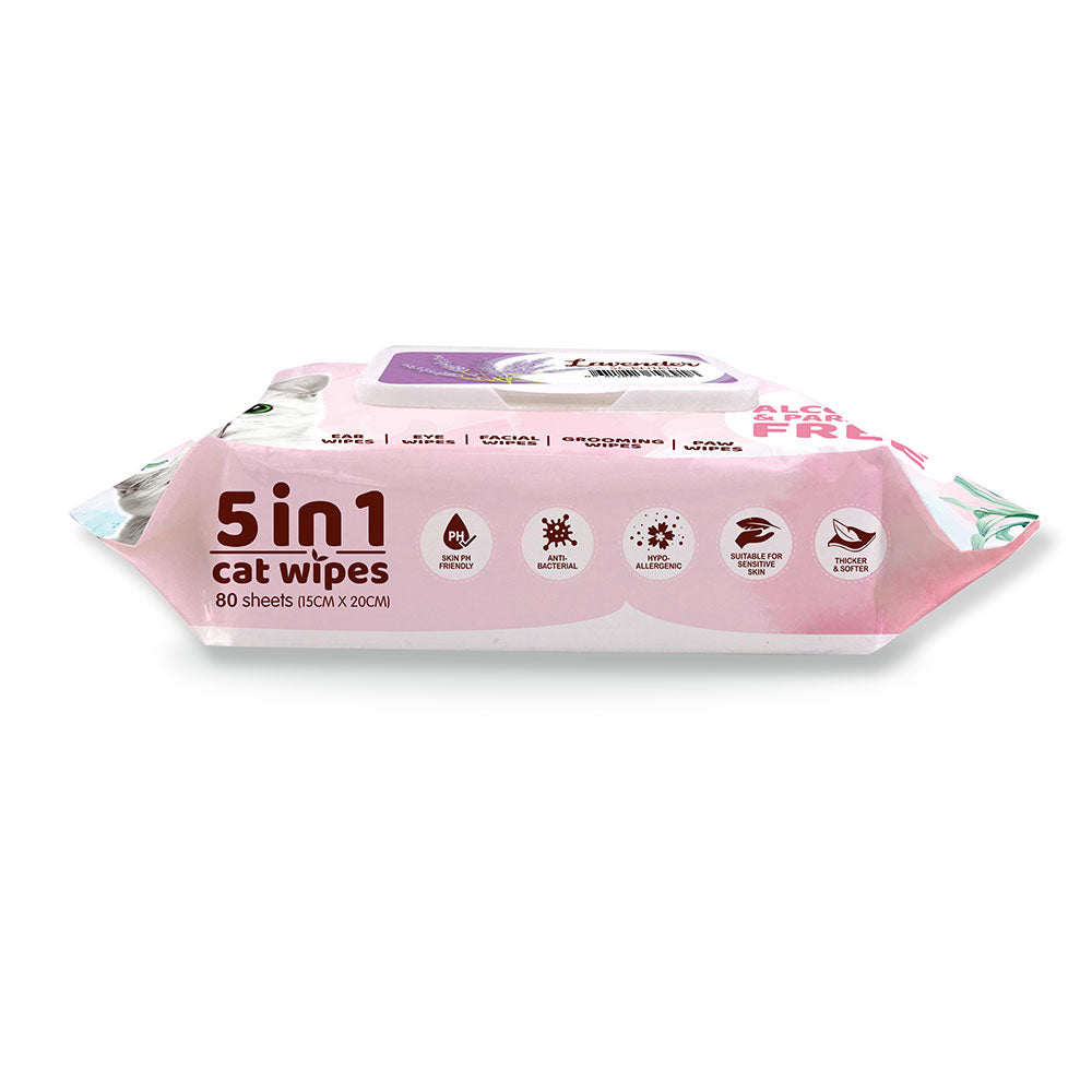 Kit Cat 5-in-1 Anti Bacterial Cat Wipes - 20 X15cm 80 Sheets