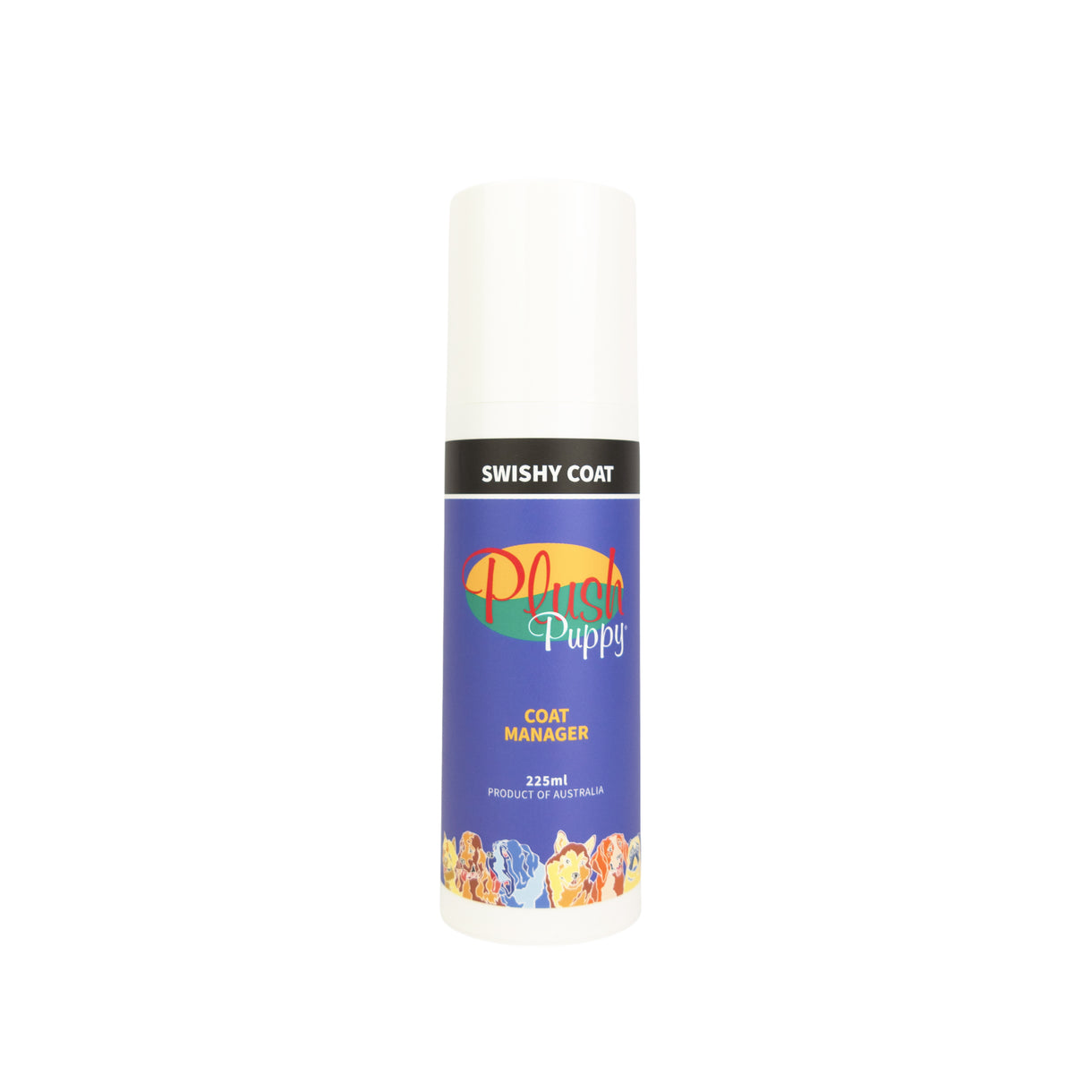 Plush Puppy Swishy Coat Coat Manager 225g – front of pump bottle