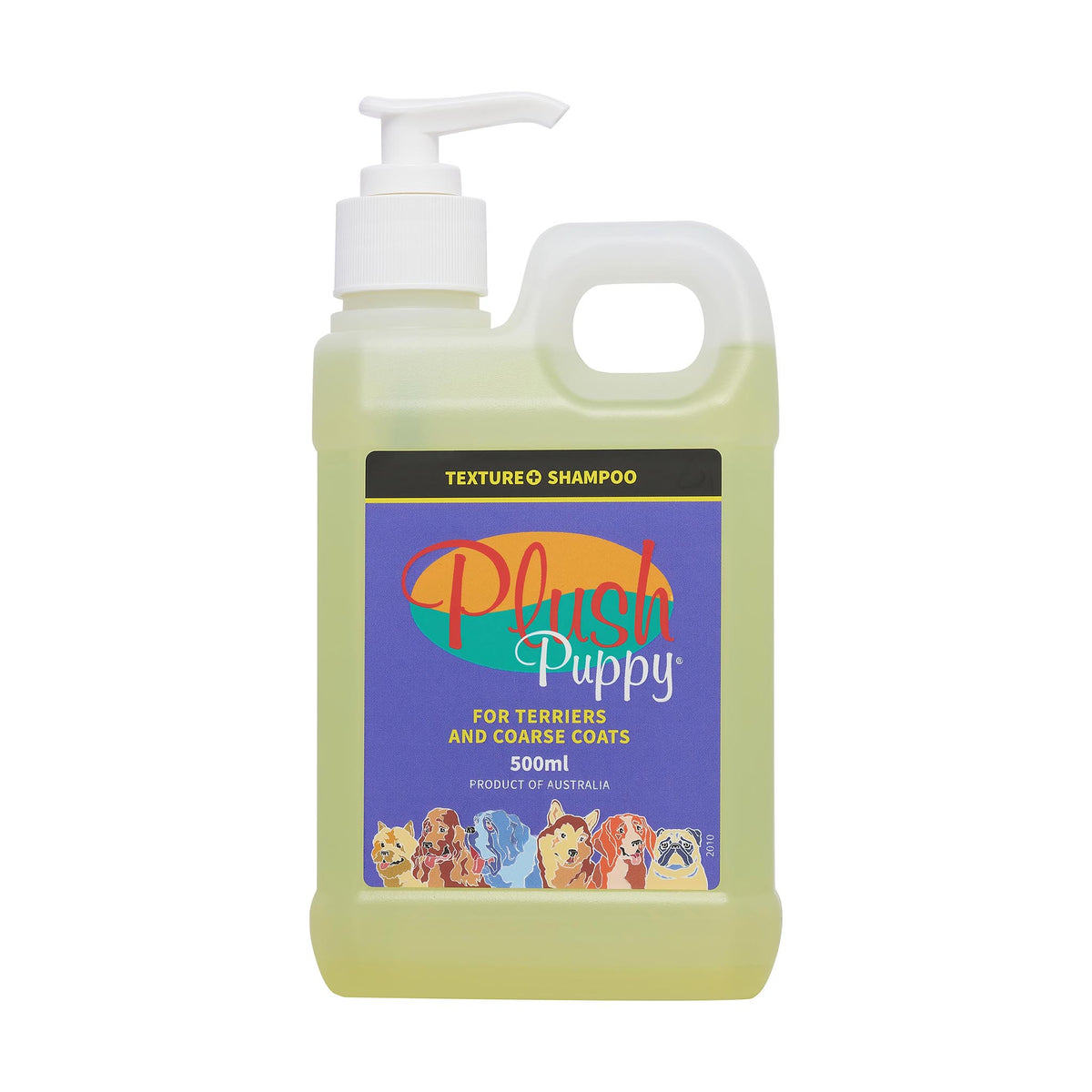 Plush Puppy Texture+ Shampoo for Terriers & Coarse Coats 500ml – front of pump bottle