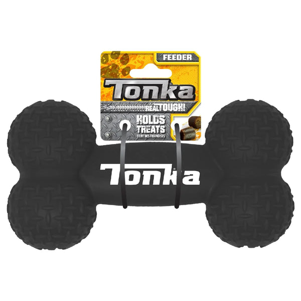 Tonka Dog Toys Diamond Plate Feeder Bone Black 20cm