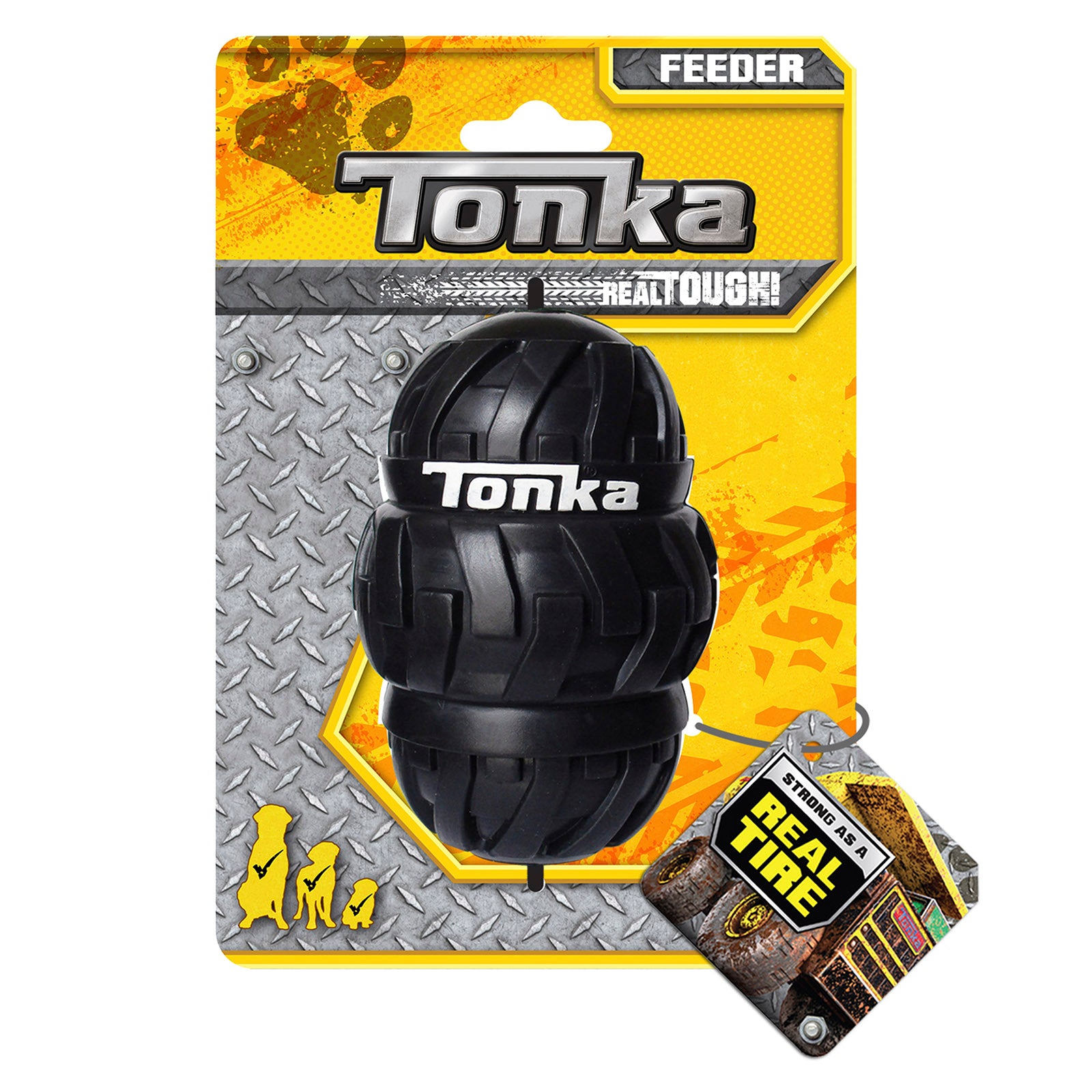Tonka Dog Toys Tri Stack Tread Feeder Black | PeekAPaw