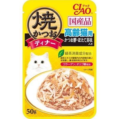 Ciao Cat Treats Grilled Tuna Flake in Jelly with Sliced Bonito & Scallop Flavor For Senior