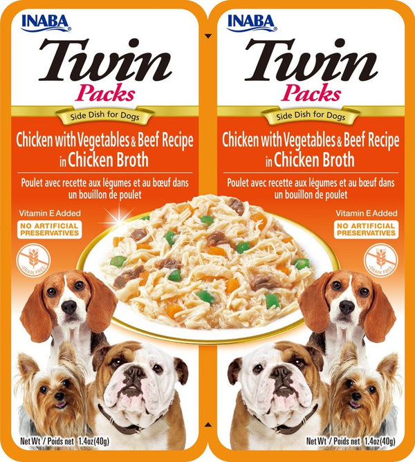 Inaba Dog Treat Twin Packs Chicken with Vegetables & Beef Recipe in Chicken Broth 01