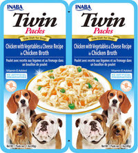 Inaba Twin Packs Chicken with Vegetables & Cheese Recipe in Chicken Broth, 6 packs of 2 x 40g, dog meal topper