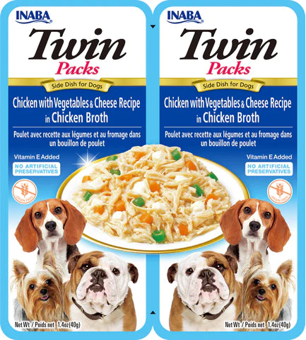 Inaba Dog Treat Twin Packs Chicken with Vegetables & Cheese Recipe in Chicken Broth 01
